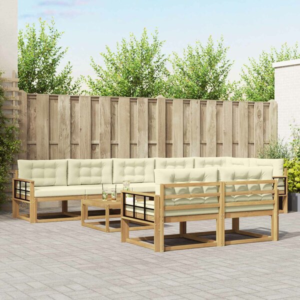 VidaXL Kültéri kanapé szett 9 pcs Fehér és Krém színű 79 x 79 x 37 cm