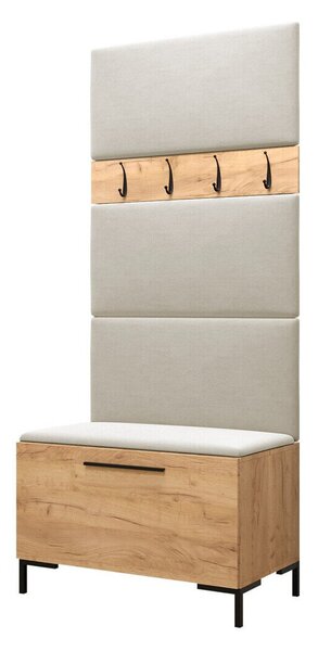 Előszoba garnitúra Nomal III, 196x84x46cm, Craft tölgy, Kárpit, Laminált forgácslap