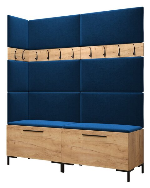 Előszoba garnitúra Nomal V, 196x168x46cm, Craft tölgy, Kárpit, Laminált forgácslap