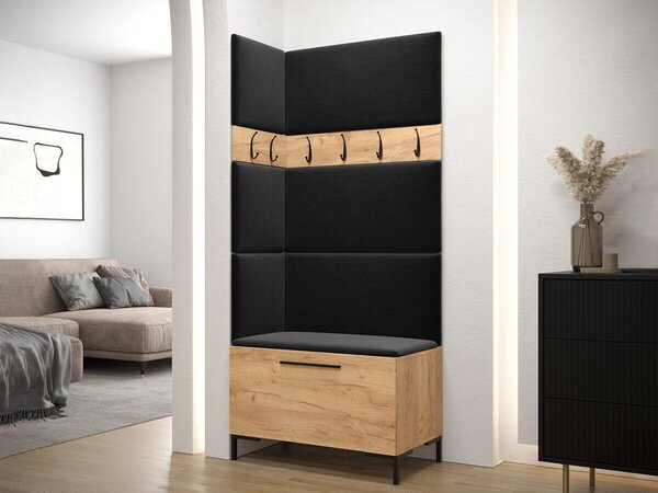 Előszoba garnitúra Nomal IV, 196x84x46cm, Craft tölgy, Kárpit, Laminált forgácslap
