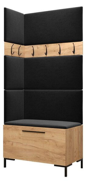 Előszoba garnitúra Nomal IV, 196x84x46cm, Craft tölgy, Kárpit, Laminált forgácslap
