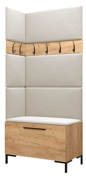 Előszoba garnitúra Nomal IV, 196x84x46cm, Craft tölgy, Kárpit, Laminált forgácslap