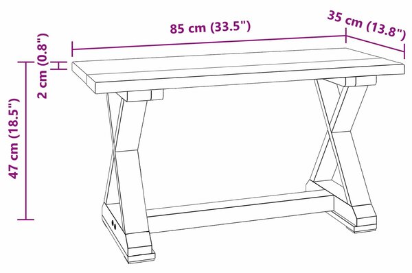 VidaXL pad Természetes 85 x 35 x 47 cm Tömör újrahasznosított fa