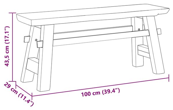 VidaXL pad Természetes 100 x 29 x 43,5 cm Tömör Teakfa