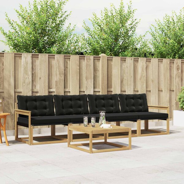 VidaXL Kültéri kanapé szett 5 pcs Fehér és Fekete 79 x 79 x 37 cm
