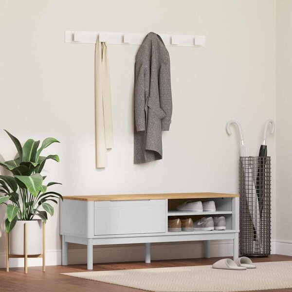 VidaXL Előszoba pad fiókkal Fehér 115 x 40 x 45 cm Tömör fenyőfa