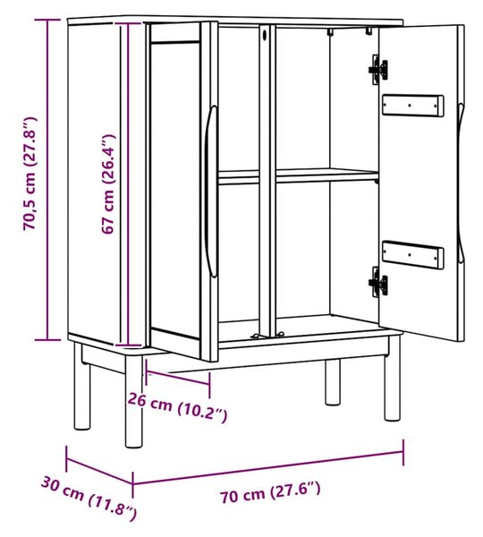 VidaXL Széf Fehér 70 x 30 x 70,5 cm Tömör fenyőfa