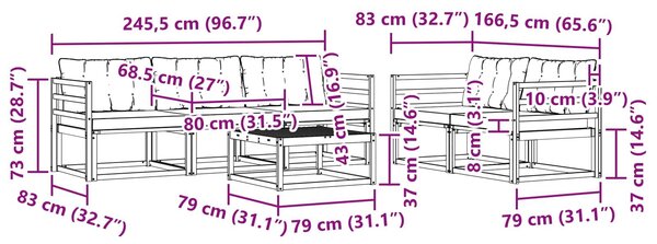 VidaXL Kültéri kanapé szett 6 pcs Fehér és Világosszürke