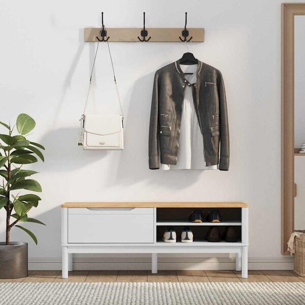 VidaXL Előszoba pad fiókkal Fehér 115 x 40 x 45 cm Tömör fenyőfa