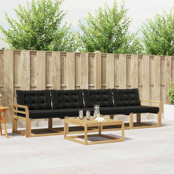VidaXL Kültéri kanapé szett 5 pcs Fehér és Fekete 79 x 79 x 37 cm