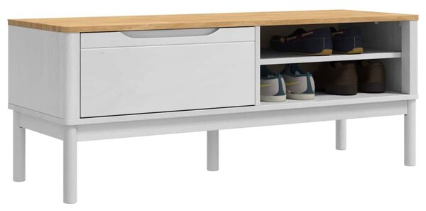 VidaXL Előszoba pad fiókkal Fehér 115 x 40 x 45 cm Tömör fenyőfa