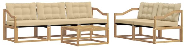 VidaXL Kültéri kanapé szett 6 pcs Fehér és Bézs 79 x 79 x 37 cm
