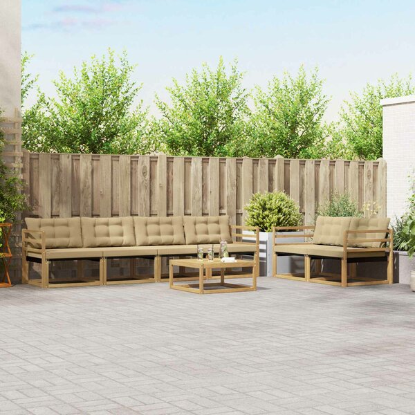 VidaXL Kültéri kanapé szett 7 pcs Fehér és Bézs 79 x 79 x 37 cm