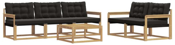 VidaXL Kültéri kanapé szett 6 pcs Fehér és Fekete 79 x 79 x 37 cm