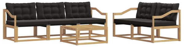 VidaXL Kültéri kanapé szett 6 pcs Fehér és Fekete 79 x 79 x 37 cm