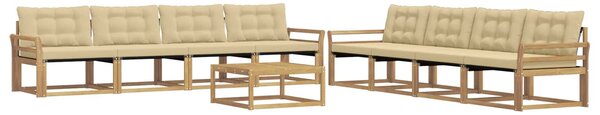 VidaXL Kültéri kanapé szett 9 pcs Fehér és Bézs 79 x 79 x 37 cm
