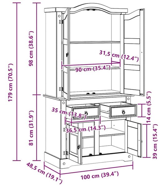 VidaXL Széf fiókkal Fehér 100 x 48,5 x 179 cm Tömör fenyőfa