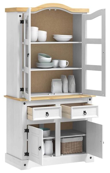 VidaXL Széf fiókkal Fehér 100 x 48,5 x 179 cm Tömör fenyőfa