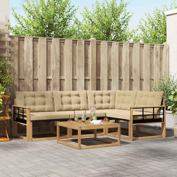 VidaXL Kültéri kanapé szett 5 pcs Fehér és Bézs 79 x 79 x 37 cm