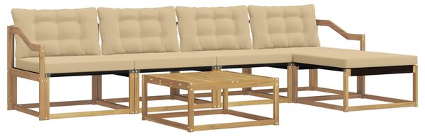 VidaXL Kültéri kanapé szett 6 pcs Fehér és Bézs 79 x 79 x 37 cm