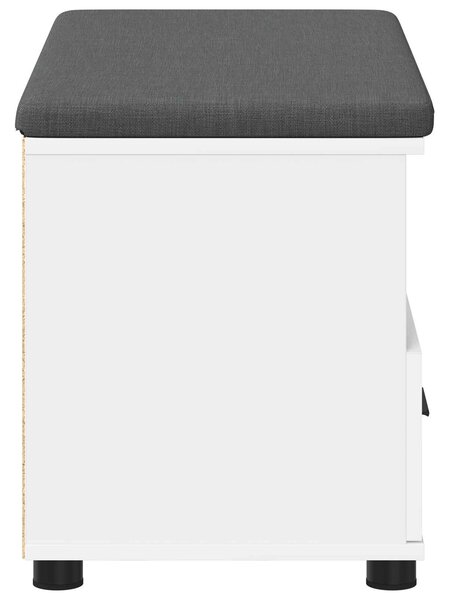 VidaXL Előtér pad párnával Fehér 80 x 38 x 46 cm Műanyag Fa és Szövet
