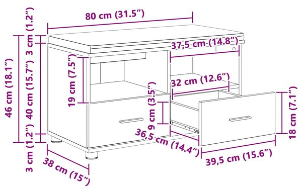 VidaXL Előtér pad párnával Fehér 80 x 38 x 46 cm Műanyag Fa és Szövet
