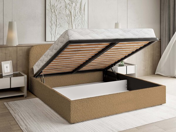 RENIVE Q kárpitozott ágyneműtartós franciaágy 180x200 - barna