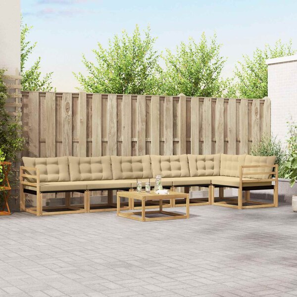 VidaXL Kültéri kanapé szett 7 pcs Fehér és Bézs 79 x 79 x 37 cm