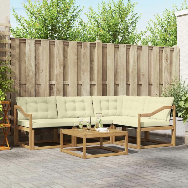 VidaXL Kültéri kanapé szett 5 pcs Fehér és Krém színű 79 x 79 x 37 cm