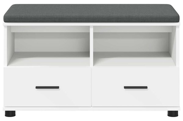 VidaXL Előtér pad párnával Fehér 80 x 38 x 46 cm Műanyag Fa és Szövet