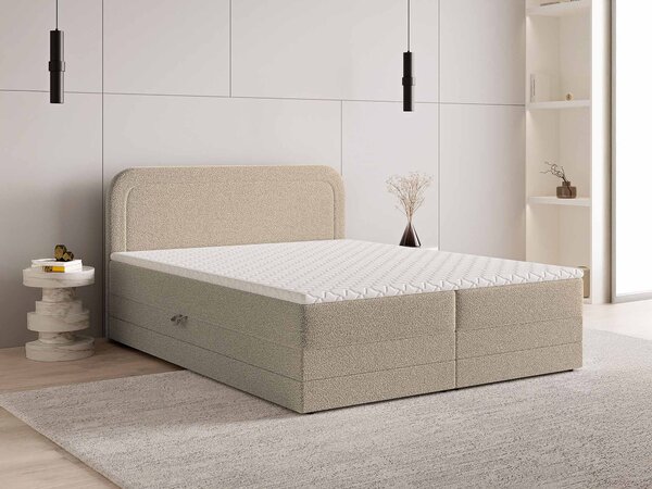 ARMELIN ágyneműtartós boxspring ágy 140x200 - bézs