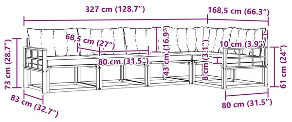 VidaXL Kültéri kanapé szett párnával 5 pcs Fehér és Bézs