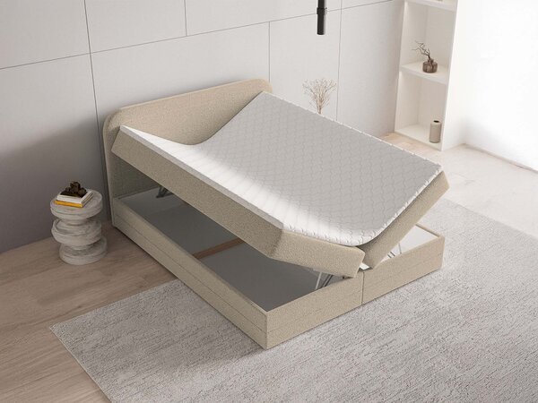 ARMELIN ágyneműtartós boxspring ágy 140x200 - bézs