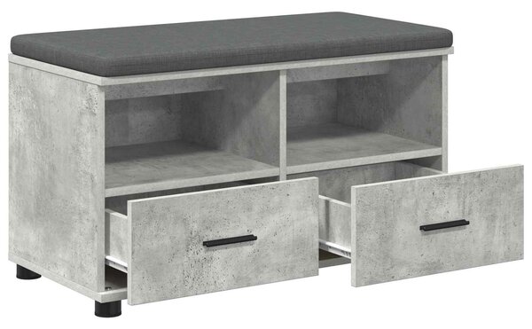 VidaXL Előtér pad párnával fiókkal Beton Szürke 80 x 38 x 46 cm