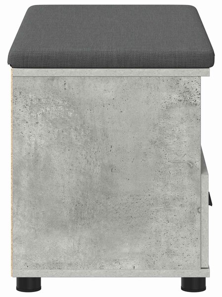 VidaXL Előtér pad párnával fiókkal Beton Szürke 80 x 38 x 46 cm