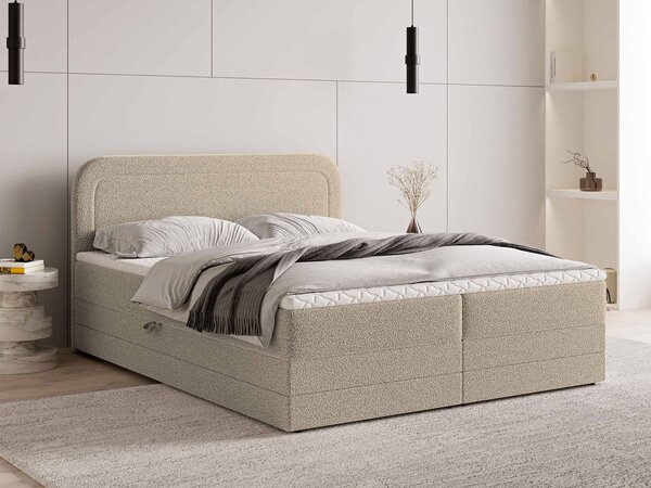 ARMELIN ágyneműtartós boxspring ágy 140x200 - bézs