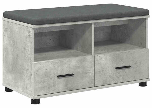 VidaXL Előtér pad párnával fiókkal Beton Szürke 80 x 38 x 46 cm
