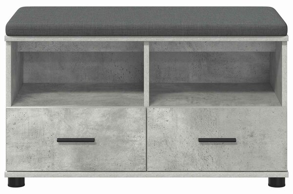VidaXL Előtér pad párnával fiókkal Beton Szürke 80 x 38 x 46 cm