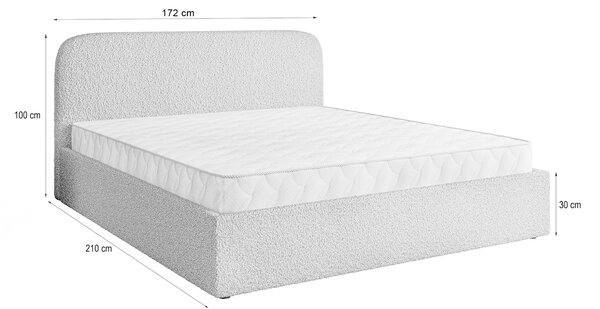 RENIVE Q kárpitozott ágyneműtartós franciaágy 160x200 - krémszínű