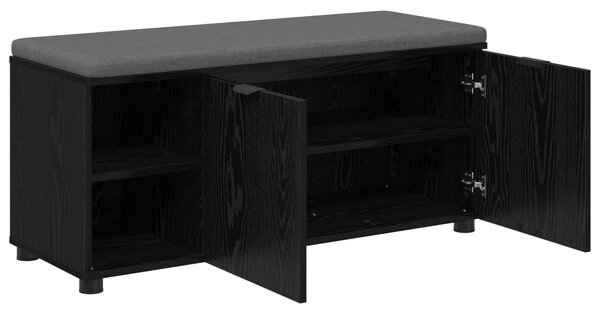 VidaXL Előtér pad párnával Egyszínű Fekete tölgy 100 x 38 x 46 cm