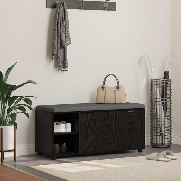 VidaXL Előtér pad párnával Egyszínű Fekete tölgy 100 x 38 x 46 cm