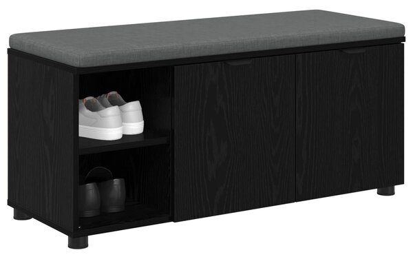 VidaXL Előtér pad párnával Egyszínű Fekete tölgy 100 x 38 x 46 cm