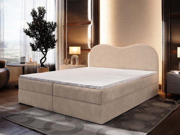 FLUVIA N ágyneműtartós boxspring ágy 180x200 - bézs