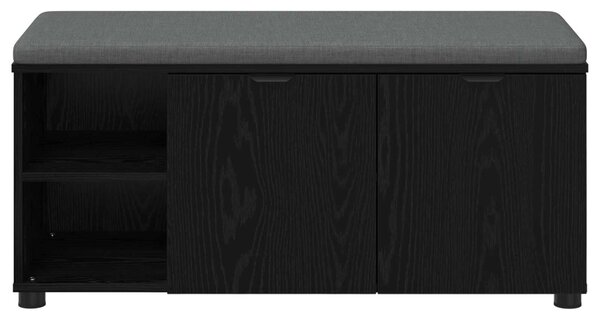 VidaXL Előtér pad párnával Egyszínű Fekete tölgy 100 x 38 x 46 cm