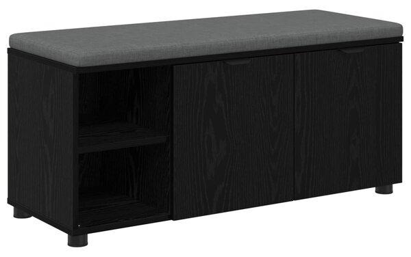 VidaXL Előtér pad párnával Egyszínű Fekete tölgy 100 x 38 x 46 cm