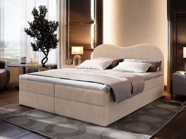 FLUVIA N ágyneműtartós boxspring ágy 180x200 - bézs