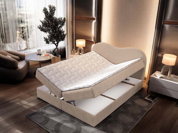 FLUVIA N ágyneműtartós boxspring ágy 180x200 - bézs