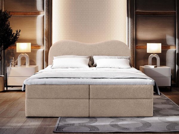 FLUVIA N ágyneműtartós boxspring ágy 180x200 - bézs