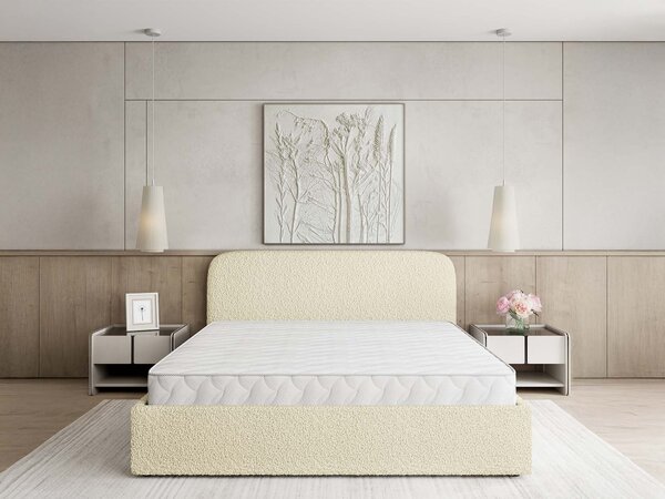 RENIVE Q kárpitozott ágyneműtartós franciaágy 160x200 - krémszínű
