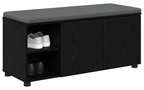 VidaXL Előtér pad párnával Egyszínű Fekete tölgy 100 x 38 x 46 cm